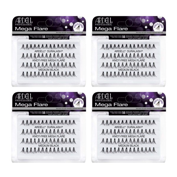 Ardell False Eyelashes Mega Individuals Knot-Free Medium Black 4 Pack