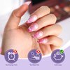 morily 24pcs Press on Nails Medium Length Almond Fake Nails Kit Long Ombre Pink Acrylic False Nails with White Cloud Design Crystal Artificial Glossy Stick on Nails Finger Manicure for Women and Girls