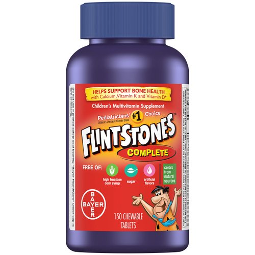 Flintstones Chewable Kids Vitamins, Complete Multivitamin for Kids and Toddlers with Iron, Calcium, Vitamin C, Vitamin D & more, 150ct