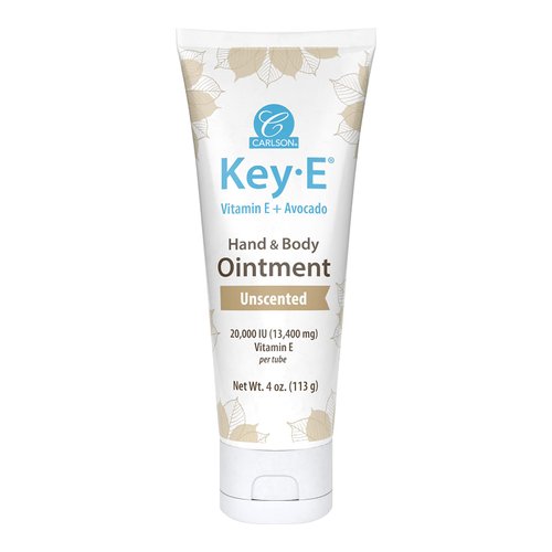 Carlson - Key-E Hand and Body Ointment, For Dry & Rough Skin, Avocado + Coconut Oil + Beeswax + Vitamin E, Unscented, 4 oz