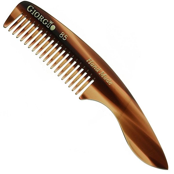 Giorgio G85 Travel Size Mustache and Beard Comb for Men - Small Fine Tooth Pocket Comb for Everyday Hair Care - Sawcut and Hand Polished Pocket Comb and Styling Comb - Handmade Tortoiseshell Comb