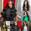 ANDRIA Long Loose Wave Lace Front Wigs Natural Black Body Wave Glueless Lace Wig Synthetuc Heat Resistant Fiber Hair Wig with Pre Plucked Natural Hairline For Black Women 24 Inch Wig