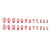 Hot Pink Press on Nails Medium Square Fake Nails Marble False Nails with Design Orange Gradient Stick on Nails Ombre Glue on Nails Reusable Acrylic Nails for Women Girls Manicure 24pcs