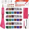 Genround Hotfix Rhinestones Applicator, Hotfix Applicator Tool Iron-on Wand Tool Set with 3 Boxes of Flat Back Gems Round Crystal Rhinestones/Storage Box/Tweezer/Gems Picking Pen for Clothes Shoes