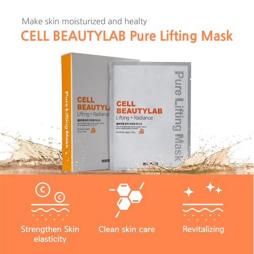 CELL BEAUTYLAB Collagen Face Mask 10 Pack｜Elasticity, Revitalizing, Nourishing and Skin Care Face Sheet Mask for All Skin Types｜With Collagen, Niacinamide, Centella asiatica