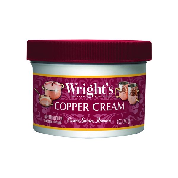 Wright's Copper, Brass Cream Cleaner - 8 Ounce - Gently Cleans and Removes Tarnish Without Scratching