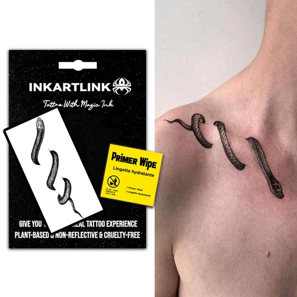 INKARTLINK Semi Permanent Tattoos, realistic temporary tattoos, suitable for cool boys and girls, waterproof and non-reflective, exquisite packaging, unique design(Snake 6)