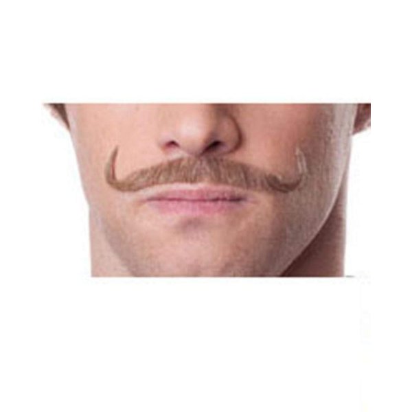Sepia Costume Wigs Skinny Handlebar Mustache Color Blonde Pencil Thin English Style Villain Upturn Human Hair Fiber Lace Back Face Lip Fancy Dress London #937