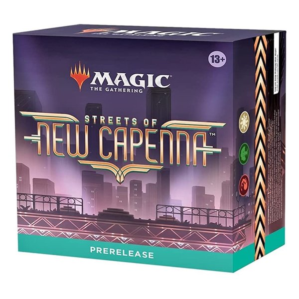 Card Game Magic: The Gathering Prerelease Kit: MTG Streets of New Capenna Cabaretti Red Green White - 6 Packs, Promos, Dice (MTGWCPRKMTGSNCRGW1)
