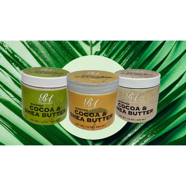 RA COSMETICS Whipped Cocoa & Shea Butter, Unscented - 12oz | 100% Pure & Natural Skin Moisturizer with Coconut Oil | Vitamin-Rich Body Butter for Soft, Supple, and Radiant Skin & Healthy Hairs