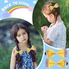 Back To School Pencil Hair Bow Clips, Sparkly First Day of School Hair Clip Leather Pencil Hair Bow Graduation and School Season Hair Accessories for Girls, Yellow