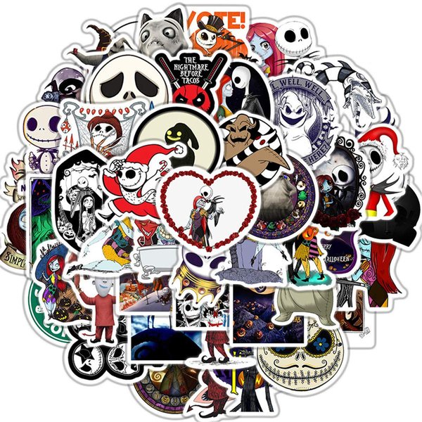 The Nightmare Before Christmas Thriller Horror Style Toy Stickers (50 PCS) Funny Tim Burton's Stickers for Teens, Girls, Kids - Halloween Theme Stickers for Waterbottles,Laptop,Phone (Halloween)