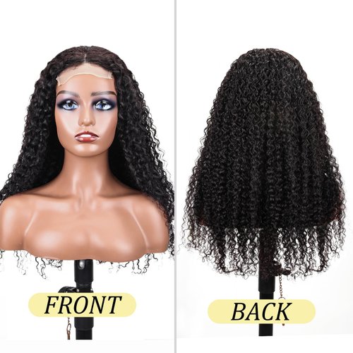 Ycoiner 4x4 Closure Wigs Human Hair for Black Women 26 Inch Deep Wave Lace Front Wigs Pre Plucked Bleach Knots with Baby Hair Glueless Brazilian Virgin Hair Wet and Wavy Curly Human Hair Wig
