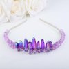Teyglen Purple Raw Crystal Quartz Headband Clear Crystal Headband Moon Goddess Hair Band Hoop Mermaid Witch Bride Headpiece Hair Accessories for Women Girls (Purple)