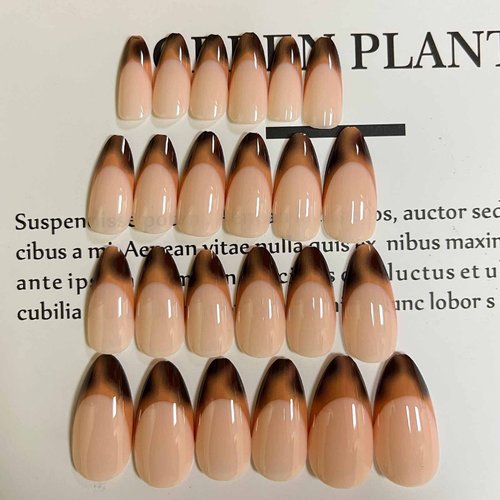 DANMANR Medium Press on Nails Full Cover Fake Nails Acrylic Stick on Nails False Nails for Women and Girls (French leopard print almond nails)