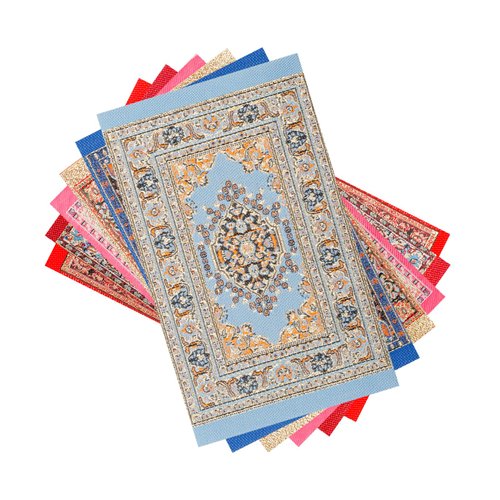 6 Pcs Miniature Carpets Mini Floral Print Carpet 6 Inch Vintage Woven Rug for Miniature Furniture Decoration Accessory