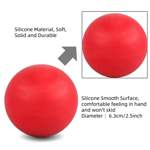 WOVTE Massage Lacrosse Ball for Sore Muscles, Shoulders, Neck, Back, Foot, Body, Deep Tissue, Trigger Point, Muscle Knots, Yoga and Myofascial Release (Red)