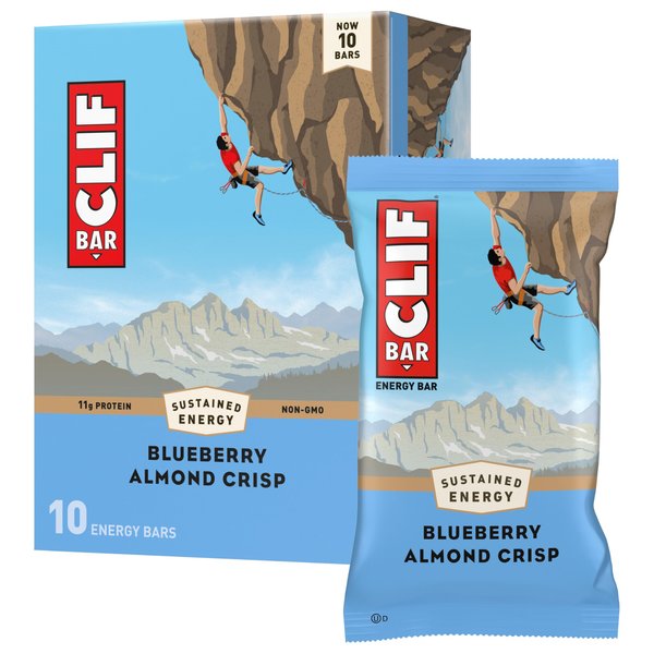CLIF BAR - Blueberry Almond Crisp - Made with Organic Oats - 11g Protein - Non-GMO - Plant Based - Energy Bars - 2.4 oz. (10 Pack)