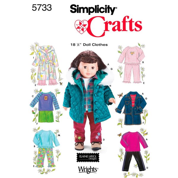 Simplicity Crafts Doll Clothing Outfits Sewing Patterns for 18'' Dolls