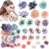 Atoden Hawaiian Flower Hair Clips Realistic Bohemian 23Pcs Hawaii Boho Flower Clips Artificial Rose Tropical Floral Hair Barrettes Wedding Bridal Hair Accessories for Women Girls Blue Purple