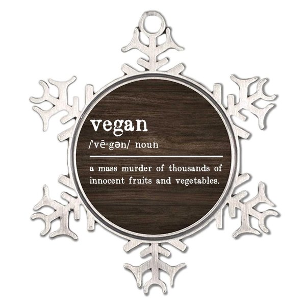 Vegan Noun Definition Snowflake Ornaments Concept Text Typography Frame Silver Christmas Ornament Xmas Party Decorations Funny Quotes & Sayings Custom Christmas Bauble for Friends Families
