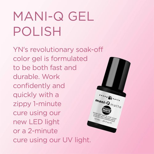 Young Nails Mani-Q Gel Polish, Color Gel Nail Polish for Natural or Artificial Nails, Cure with LED or UV Light, Soak Off Gel Polish 0.34 fl oz.
