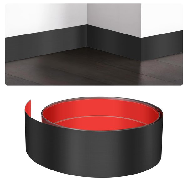 Stainless Steel Door Kick Plate, 4" x 118" Door Push Plate, Self Adhesive Kickplate for Bottom of Door, Kitchen Island, Cupboard, Cabinet (Brushed Black)