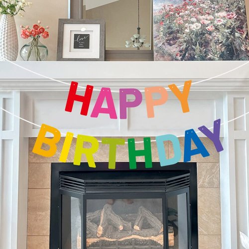 Happy Birthday Banner Pre-Strung Rainbow Birthday Party Decorations 9.84 Feet NO DIY Birthday Party Decor Event Favors and Supplies