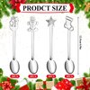 Eshylala 8 Pack Creative Christmas Spoon Stainless Steel Coffee Spoon Christmas Stirring Spoon Tea Spoon Soup Spoon, 5 Inch
