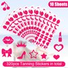 320pcs Tanning Stickers for Body, Hot Pink Self-Adhesive Tanning Sunbathing Stickers 8 Styles Tanning Bed Stickers Sun Tanning Sticker for Summer Beach Outdoor Party Supplies