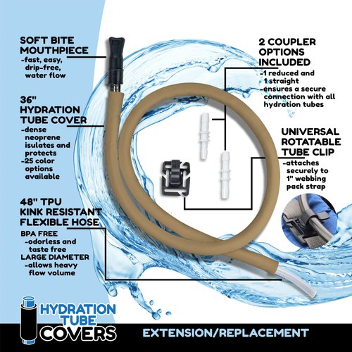 Hydration Pack Drink Tube Replacement or Extender Kit for Water Bladder