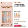 GoldFinger Trendy False Nails Kit, X-Long Coffin Design Nail, Fantasy French Tip Sky Blue Print, Ready to Wear Gel & Manicure Stick included, Long-Lasting Convenient & Easy to Apply