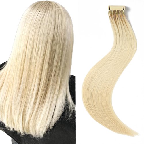 6D 2nd Generation Hair Extensions, Real Human Hair Platinum Blonde 12pacs 14 inches