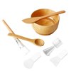 LINSINA Face Mask Mixing Bowl and Brush Set, 7 in 1 Bamboo Facial Mask Tool kits - Mask Bowl,Spatula,Brush,Spoon, Silicone Brush yellow