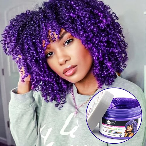 VOLLUCK Hair Color Wax Temporary Hair Color Purple Hair Dye Hair Coloring Kit Include Disposable Capes + Brush + Cosmetic Spoon + Claw Clips for Party, Cosplay, Halloween, Christmas 4.23 Oz.(Purple)