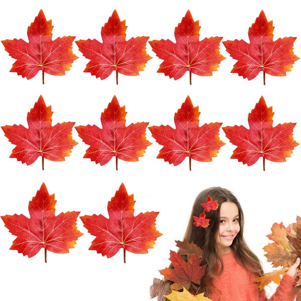 Totelux 10Pcs Fall Maple Leaf Hair Clips Autumn Leaves Hair Pins Orange Leaves Alligator Clips Hair Barrettes for Women Birthday Wedding Thanksgiving Back to School Hair Accessories
