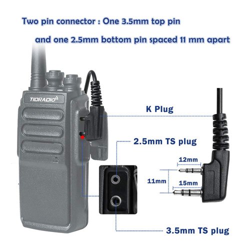 TIDRADIO Walkie Talkie Earpiece with Mic (Includes Earmolds and Ear Buds) 2 Pin Acoustic Tube Headset TD-M8s TD-V2 Retevis H-777 RT21 RT22 RT68 Baofeng UV-5R BF-888S 2 Way Radio (10 Pack)