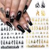 10 Sheets Nail Art Stickers Decals Gold Black Nail Art Decals Bee Butterfly Flame Designs Nail Decals 3D Self-Adhesive Nail Stickers Supplies for Women Girls DIY Manicure Decoration Accessories
