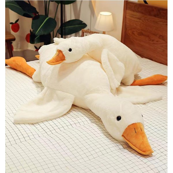Bacmaze Goose Stuffed Animal Plush Pillow Big Duck Plushies Doll Cute Toy Goose Plush Xmas Gifts 20'' (51.2inch, White Goose)
