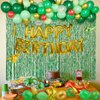 AGPTEK Dinosaur Birthday Party Decorations Kit, 149pcs Green and Orange Balloon Garland Arch with Dino Foil Balloons and Fringe Curtain, Jungle Safari Theme Party Supplies for Kids, and Baby Showers