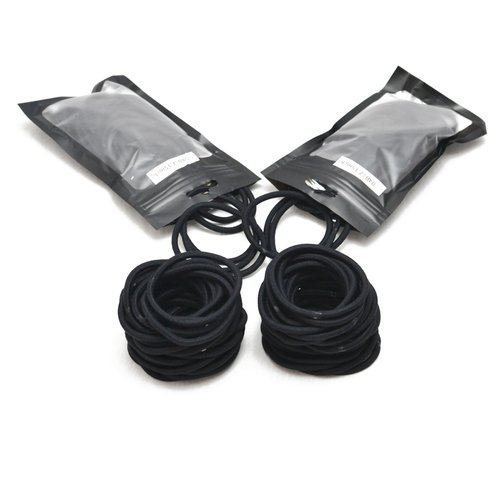 Herina 60pcs Black Hair Ties For Ponytail Holder No Damage Hairtie Elastic Nylon ubber Bands For Thick Hair 4mm 2.15in(55mm) Hair Tie For Man And Women