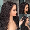 ISEE Water Wave Human Hair Wigs 180% Density Kinky Curly Type 4C Edges Hairline 13X4 Lace Front Wigs Transparent Lace Frontal Wigs Human Hair with Curly Baby Hair (16 Inch)