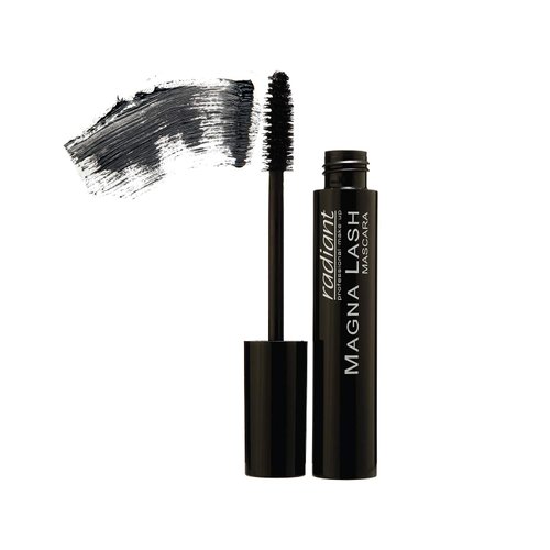 Radiant Professional Magna Lash Mascara, Volume and Curl, Silicone Brush, Deep Color, Smudge Proof, Lengthening Lashes, Cruelty Free, Natural Wax For Healthy Eyelashes, 0.43 ounces (01 Black)