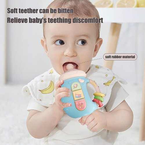Baby Musical Toy 18M+ Cute Baby Bottle Light Up Music Baby Toys Early Learning Educational Infant Toys Baby Girl Boys Birthday Gift Toy for 2 3 Years Old (Blue)