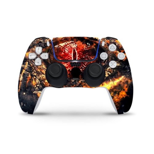 ZOOMHITSKINS Compatible with PS5 Controller Skin, Vinyl for Durable & Fit, Eye Monster Fire Snake Black Orange, Easy to Use, Bubble-Free, Precisely Cut