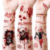 12-Pack Halloween Temporary Tattoos - 2.9 x 4.7 Inch Skulls, Scars, Ghosts, Spiders, Eyeballs, Bloodstains, Nails Design - Perfect for Kids & Adults Halloween Party Cosplay