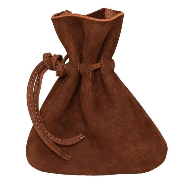 Hide & Drink, Medieval Drawstring Coin Pouch, Vintage Bag, Cosplay, Full Grain Leather, Handmade (Swayze Suede, M)