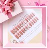 QQPPOLIU Press on Nails,Long Press on Nails Square,Long Nails,Long Fake Nails,Long Nails Press on，for Prom/Party/Holiday,Gift for Women (Rose Pink,with Flower and Rhinestones Design,French Tip)