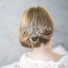 CROWN GUIDE Bridal Hair Comb Clip Pin Rhinestone Pearl Wedding Hair Accessories for Women Brides Bridesmaid Hairpiece Silver