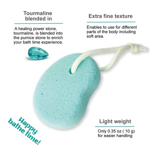 Pumice Stone for Feet, Body, Hands [Made in Japan] Tourmaline Blended for Extra Fine Smooth Finish, Soft Foot Pumice Scrubber